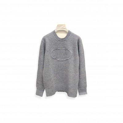 PRADA GREY WOOL AND CASHMERE CREW-NECK SWEATER PRADA GREY WOOL AND CASHMERE CREW-NECK SWEATER